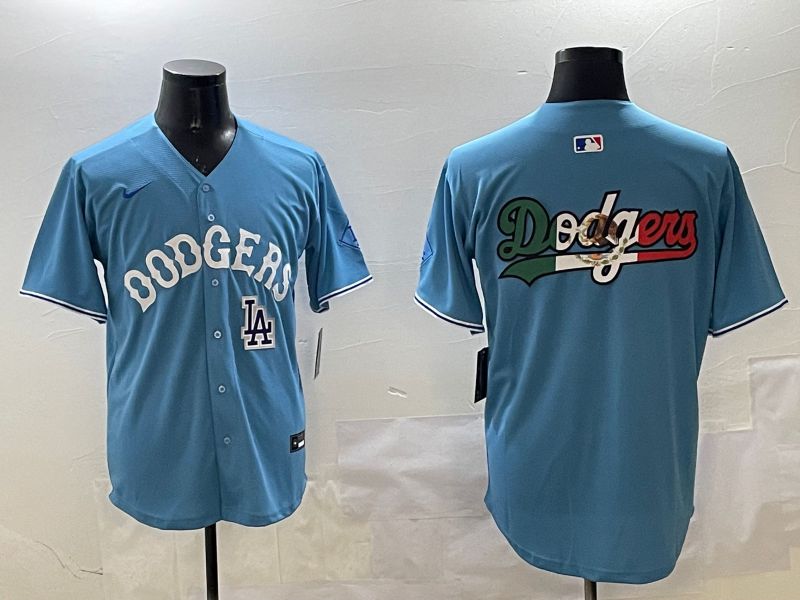 Men Los Angeles Dodgers Blank Light Blue Throwback Game 2025 Nike MLB Jersey style 8